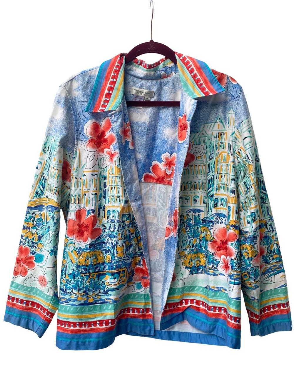 Vintage Coldwater Creek piazza Italian Mediterranean multicolor jacket size 1X
